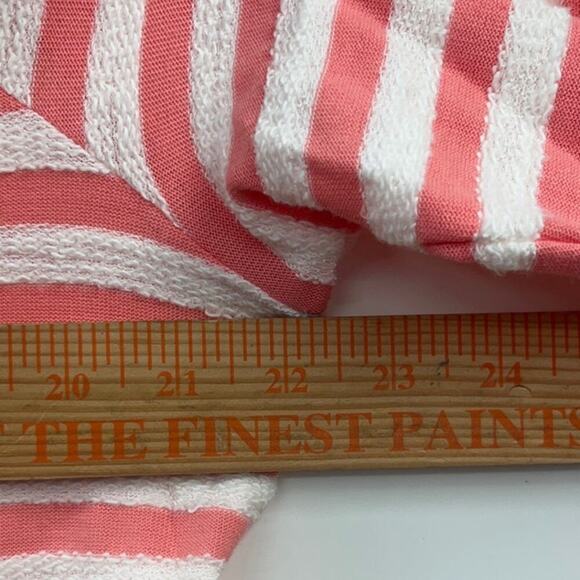 Crown & Ivy Beach Womens Coral Striped Lace Up V-Neck Top Size Large Lightweight - Picture 7 of 7